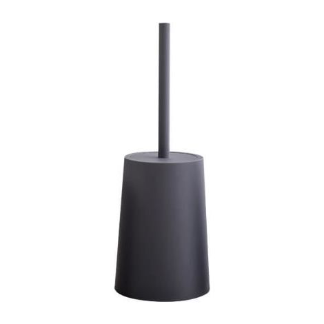 Brosse de toilette à long manche avec base et brosse de nettoyage de toilette en silicone à long manche - Gris