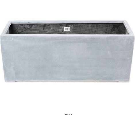 Jardinière rectangulaire en fibre de verre H 40 cm Gris ciment - dimhaut: H 40 cm - couleur: Gris ciment