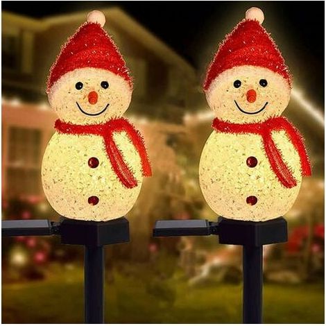 Outdoor Solar Christmas Decoration Lights Snowman Shape Garden Atmosphere Garden Landscape Lights Lawn Lights Solar Snowman Lights Pink (1/4)