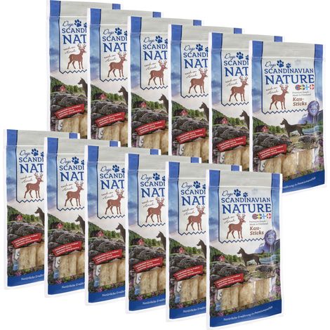 Scandinavian Nature Dogs mit Hirsch, 12x 45g - Kausticks für Hunde