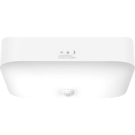 Plafonnier carré à détecteur de mouvement pour couloirs et escaliers - design minimaliste - 5000Klumière blanche (1/5)