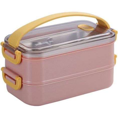 BoîTe à Lunch Portable pour Enfants éCole BoîTe à Bento Micro-Ondes avec Compartiments Mobiles Salade Fruits BoîTe de RéCipient de (1/4)