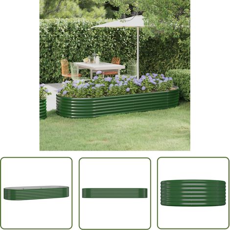 The Living Store Lit surélevé de jardin Acier enduit de poudre 249x100x36cm Vert - Jardiniere Surélevée - Bac À Fleurs - Pot De Fleurs Extérieur - Décoration Jardin - Plante Extérieure (1/5)