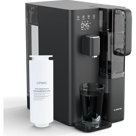 Klarstein VitalPour Reverse Osmosis Water Filter - 5-Stage Filtration, Instant Hot Water, 5L Tank & 1.5L Jug, Touch Display, Easy Install, Child Lock, No Water Connections Needed