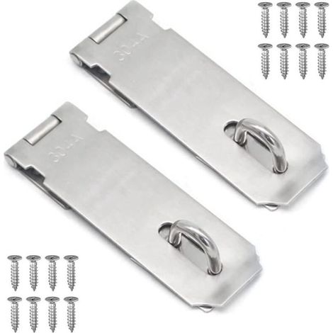 CSPARKV Argent 2 Pièces Loquet de Cadenas Agrafe,Porte Fermoir Verrou de Porte Moraillon De Verrou en Acier,Fermoir de Cadenas 128mm Avec Des Vis Porte Cabinet de Sécurité (1/4)