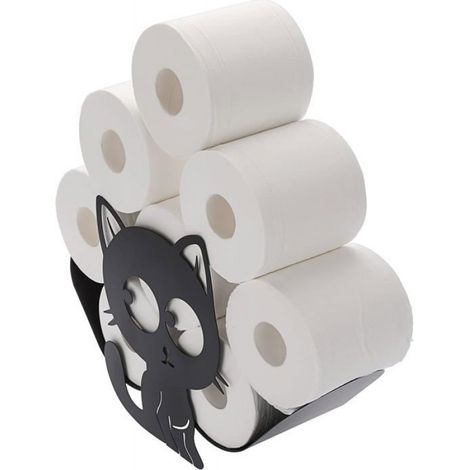 Support Rouleau Papier Toilette - Métal Noir - Pour Salle De Bain - Capacité 7 à 8 Rouleaux - Fixation Par Vis - 30 x 15 cm (1/5)
