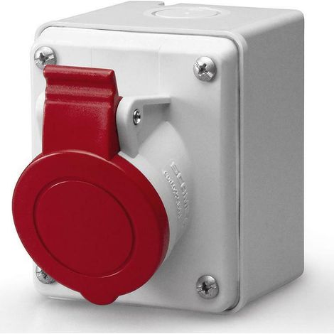 Scame presa da parete  cee diritta completa di custodia 3p+n+t 16a 380v 522.1657