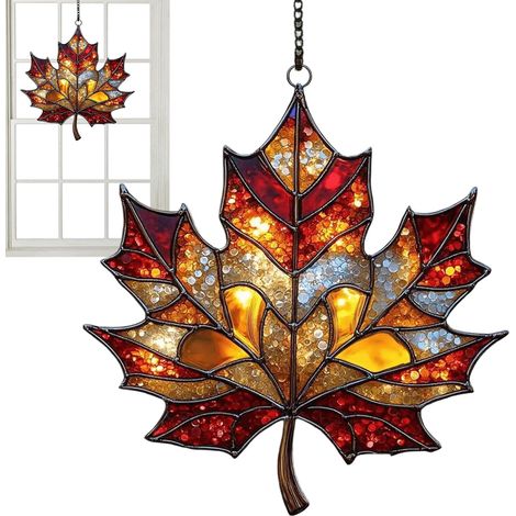 für den Innenbereich 2D Herbst Ahornblätter Fensterkunst