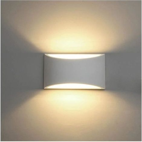 (Blanc Chaud)Appliques Murales Interieur, Blanc Lampe Murale LED 7W Blanc Chaud Applique Murale en Plâtre pour Chambre Maison Couloir Salon (1/4)