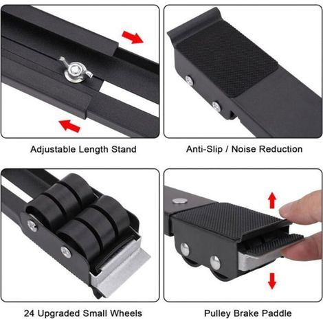 Roulettes Extensibles - Acier Revêtu - Pour Réfrigérateur Lave-Linge Meuble Lourd - Réglable 43,8 À 69,8 Cm - Lot De 2 (1/4)