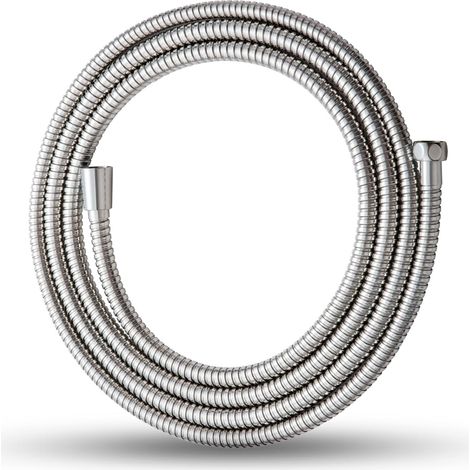 Flexible de Douche 3m, Tuyau Douche avec Protection Anti-Torsion, Flexible Douche en Acier Inoxydable, Universel G1/2", pour Robinetterie de Salle de Bains, Remplacement Tuyau de Douche, Argent (1/5)