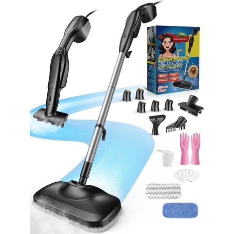 Nettoyeur Vapeur Balai Sol, 2-en-1 Multifonctions Balai ou Nettoyeur a Main Chauffe Rapide 30s, 2 Réglages de la Vapeur, Réservoir 240ml, 1000W, Sans Produits Chimiques, Steam Mop pour tous les Sols (1/5)