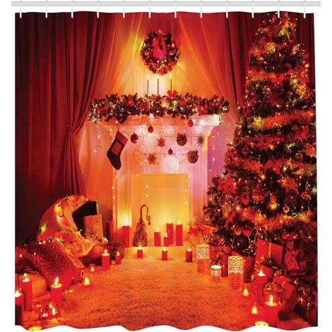 Rideau de douche sur le thème de Noël et du Nouvel An en tissu (1/3)