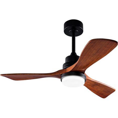 Ventilatore da soffitto con luce 107 cm metallo e legno nero noce, motore DC reversibile - CHICFURN (1/5)