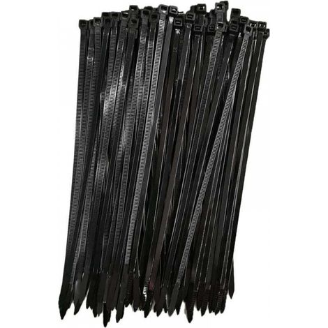 Collier de Serrage Réutilisable Plastique, 250 mm x 7,6 mm, Attache Câble Réutilisables, Serre Câbles Rilsan Nylon, Colliers Serre-Cable 250mm, Noir, Lot de 100 Pièces (1/5)