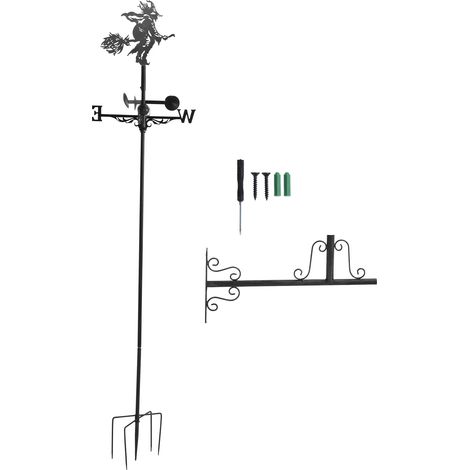 Girouette de jardin en fer forgé, girouette indiquant la direction du vent pour décoration extérieure (Wizard) (1/5)