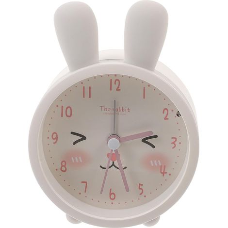 Réveil Silencieux Design Chat Mignon Rond Blanc en Silicone (1/5)