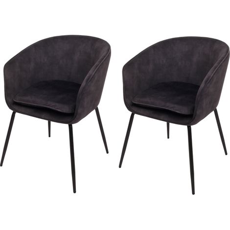 [NUNCA USADO] Lote de 2 sillas de comedor HHG-074, silla de cocina silla tapizada, tela/textil (340g/m²) metal, gris oscuro (1/5)