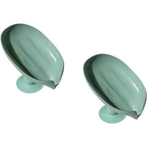 Lot de 2 Porte-Savons en Feuille - pour Salle de Bain & Cuisine, Plateaux Plastiques à Ventouse avec Égouttoir, Support Aéré pour Éponges et Savons, Système Anti-Dérapant (1/5)