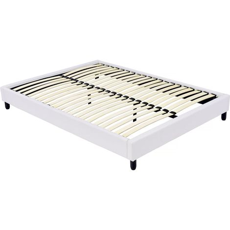 Habitat Et Jardin – Sommier tapissier 140 x 190 cm – 12 lattes en contreplaqué – Revêtement polyester – Supporte jusqu'à 200 kg – Pieds fournis
