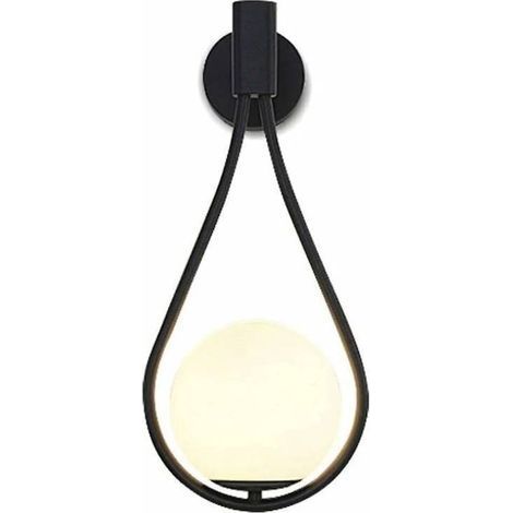 Applique murale LED moderne pour l'intérieur, design industriel, ronde, verre sphérique, métal, E27, noir, convient pour salon, salle à manger (1/4)