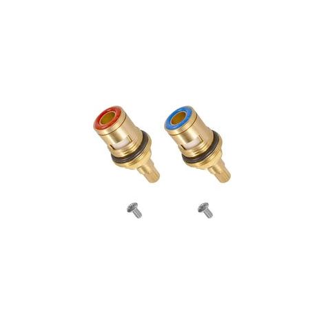 Tête a Disques Céramique 1/2" Cartouches Céramique Mitigeur Robinet, Universelles de Rechange Valves Robinet en Laiton Quart de Tour pour Cuisine Salle de Bain (1 Bleu + 1 Rouge)
