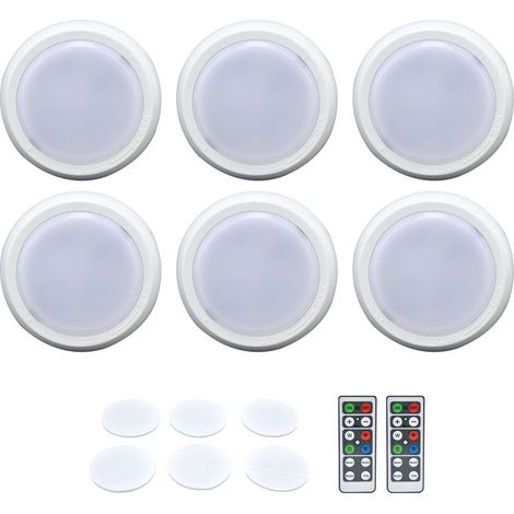 suspensions d'éclairage intérieur-Lampe de cabinet LED à piles avec télécommande – 6 lampes avec éclairage doux et variation de couleur pour chambre et rangements (1/4)