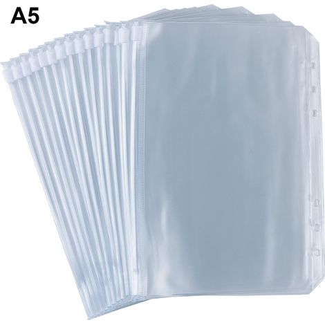 A5 Binder Taschen 15 Stück Durchsichtige PVC 6-Loch Bindertaschen Reißverschluss Ordner Wasserdicht Geld Budget Umschläge (1/5)