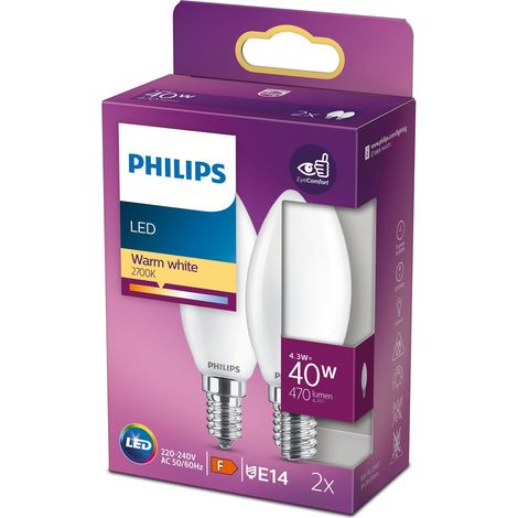Confezione da 2 led e14 corona 40w frost 470lm