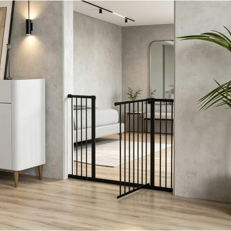 Cancelletto di sicurezza per animali 107x4x76 cm in acciaio nero senza foratura – MEUBLIV (1/5)