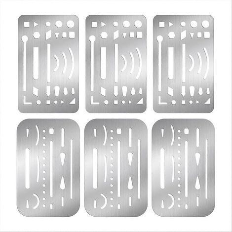 Lot de 6 gommes en acier inoxydable (2 styles différents), avec protection et gabarit de dessin. (1/5)