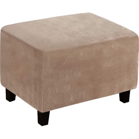 Housse de protection pour repose-pieds ottoman, tabouret de rangement pliable, housse de protection pour meubles avec base élastique antidérapante pour salon (XL, taupe) (1/5)