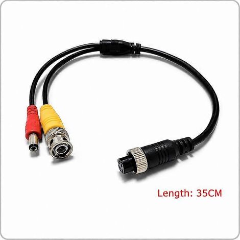 Câble adaptateur M12 4 broches vers BNC pour caméra de vidéosurveillance, étanche et blindé, de 0,3 mètre, adapté aux caméras de recul de voiture.