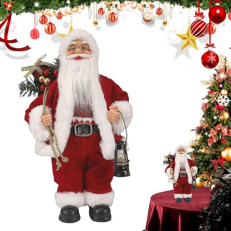 Figurines du Père Noël Debout Ornement  Figurine de Père Noël pour Noël, Nouvel An, Maison, Dortoir, Appartement, Salon, Fête de fin (1/5)
