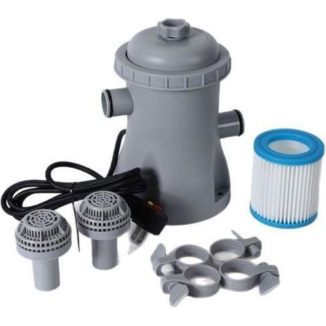 Pompe filtration piscine - Double cartouche filtrante Légère et portable - Petite piscine hors sol - 125 l h gris (1/5)