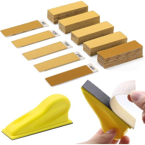 Manuelles Mikroschleifer-Set mit 50 Blatt Schleifpapier (Körnung 120-400) für Karosserieschleifarbeiten (1/5)