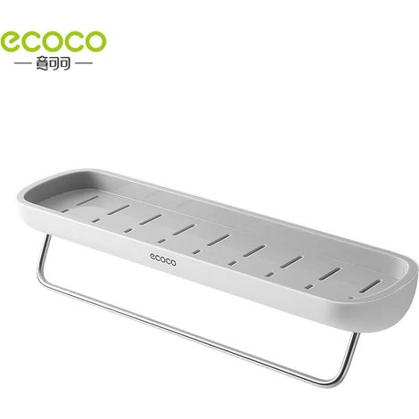 (GRIS avec barre) Étagère de rangement pour salle de bain, étagère de douche, sans perçage, adhésif, organisateur cosmétique mural, porte-serviettes, organisateur de cuisine (1/5)