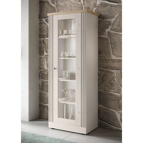 Vitrine contemporaine 72 cm chêne blanc Elbeth (1/5)