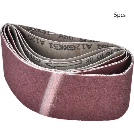 Lot de 5 bandes abrasives de 457 x 75 mm pour ponceuse à bande, grain 60/80/100/120/240 (1/5)
