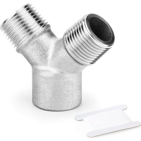 FOREHILL 1 PCS Convertisseur pour raccord en Y, filetage fractionné 3/8&femelle, acier inoxydable 304 Filet coulé à 3 voies Raccordement par écrou pour raccord en Y (1/5)