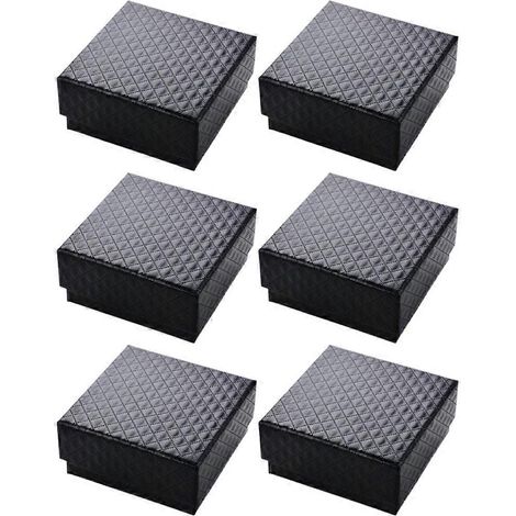 Petite boîte cadeau à bijoux en carton noir, lot de 6 avec éponge (1/5)