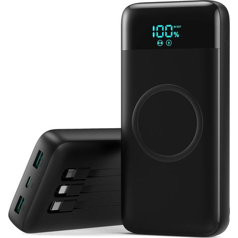 Batterie Externe sans Fil 26800mAh 7 en 1 Powerbank Fast Charging avec 3 Ports et 3 câbles 25W PD3.0 QC4.0 Chargeur Externe Portable avec écran LCD (1/5)