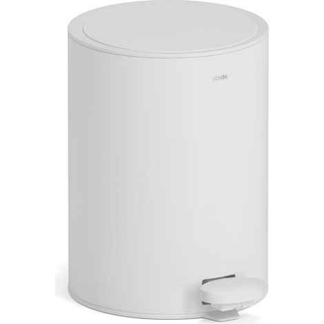 Poubelle à pédale 3 l, en acier inoxydable mat, avec fermeture silencieuse et couvercle à charnière, seau intérieur, poubelle, poubelle de salle de bain, gris tendre (1/5)