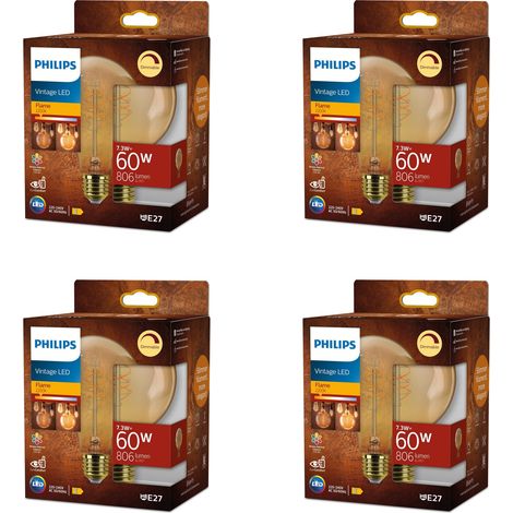 Philips Pacchetto vantaggio E27 Lampadina Globo 60W Trasparente Dimmerabile Luce Bianco calda - 4 pezzi (1/3)