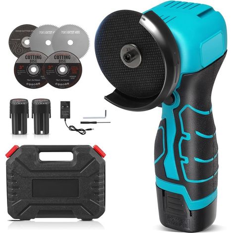 16,8-V-Akku-Mini-Winkelschleifer, Mini-Schleifgerät mit 2 x 2000-mAh-Akkus, 19800 U/min, 5 Trennscheiben, 76-mm-Seitenscheibe, Schleifer zum Trennen, Polieren und Schleifen (1/5)
