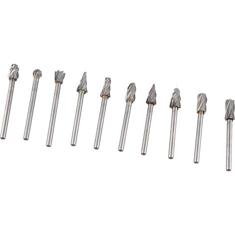 10-teiliges Hartmetallfräser-Set aus legiertem Wolframstahl mit hoher Härte, vielseitig einsetzbar für Dremel-Holzbearbeitungswerkzeuge. (1/5)
