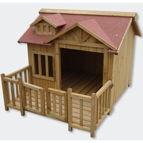 Niche à chien en bois surélevée XL – Dimensions 935 x 660 x 780 mm – Confort optimal contre le froid et l'humidité