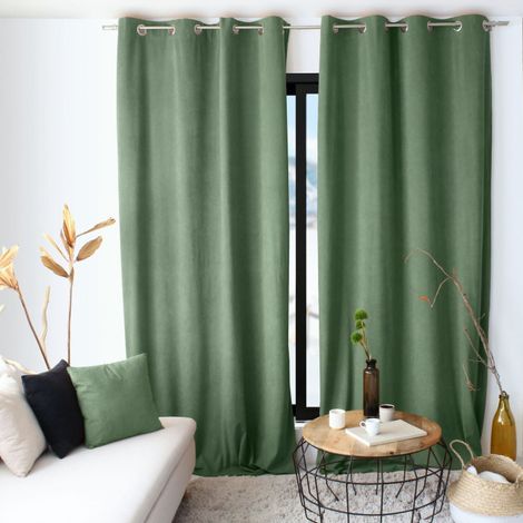 Rideau tamisant en velours Vert clair 140x260 cm (1/3)