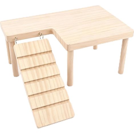 Grande Plateforme en Bois pour Hamster 28x17x13,5cm, Accessoire d'Escalade pour Cage, Adapté aux Hérissons et Rongeurs (1/5)