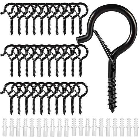 Crochet a visser vis inox a piton à crochet, Crochets à visser, Crochets de plafond en métal extérieur(30pcs) (1/4)